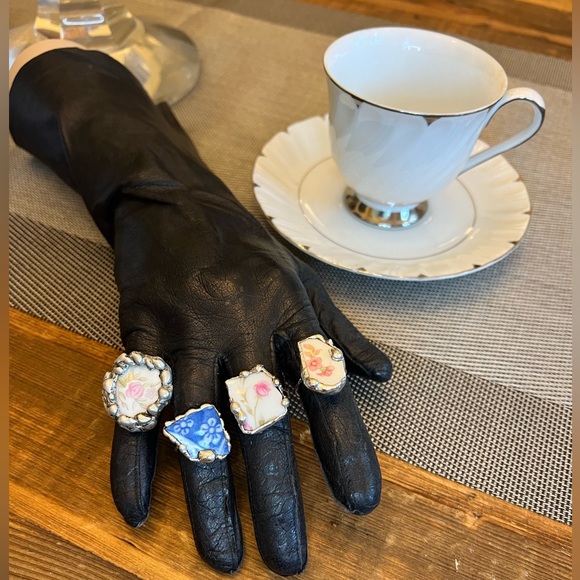 Artisan Crafted Broken China Rings Made from Fragments of Various  Vintage China - Picture 3 of 15